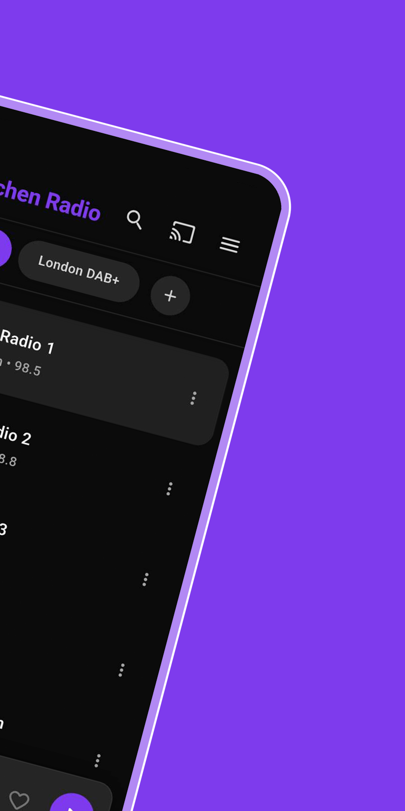 Station list with DAB+ stations